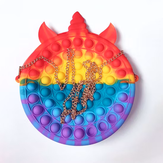 Empuje del estallido del silicón del hombro de la honda de los juguetes de la persona agitada de Crossbody él bolsos de la persona agitada del monedero